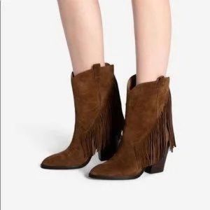 ASH Elison Bis suede brown leather fringe boots 37